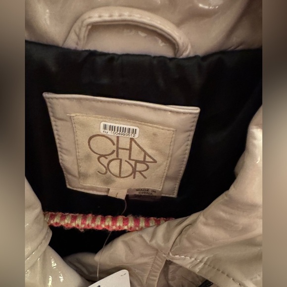 Women's CHASER Moto Jacket, Size Large Beige Tan Pleather NWT Zippers - Picture 4 of 6